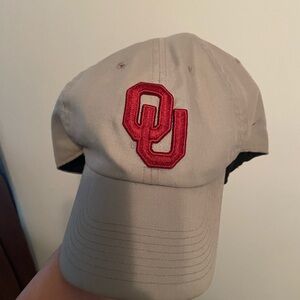 Khaki Baseball Cap with Red OU Logo
